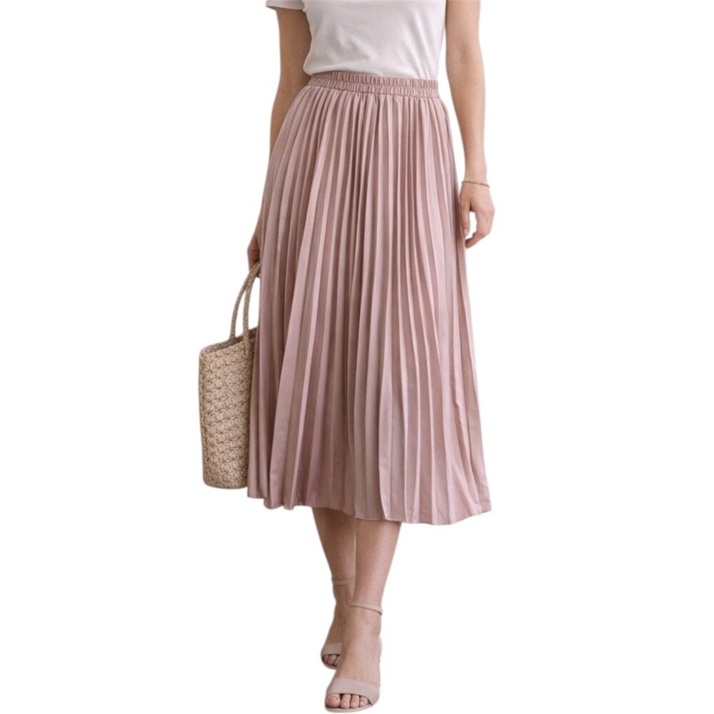 Sadie & Love Blush Pink Pleated Midi Skirt XL Flowy Balletcore Feminine